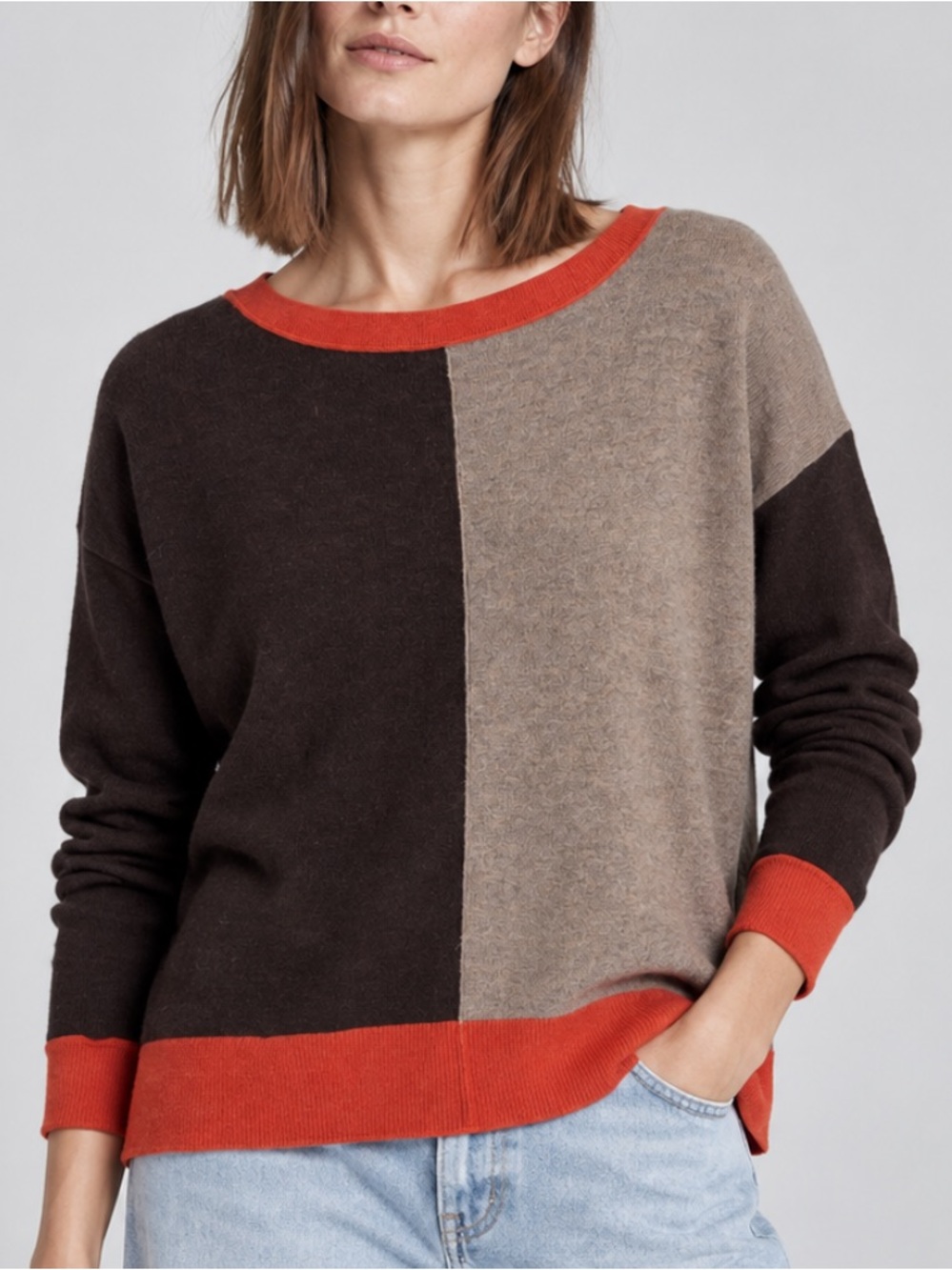 Autumn Cashmere 100% Cashmere Color Block Sweater